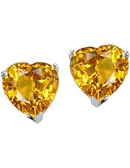 Tommaso Design (tm) Heart Shape Genuine Citrine Earring Studs
