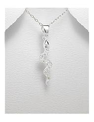 Snake CZ Pendant Necklace In 92.5 Sterling Silver