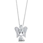 SAVE $74.01 - Sterling Silver 925 Cubic Zirconia CZ Guardian Angel Pendant Necklace $36.99