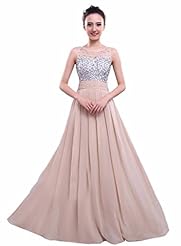 Scoop Neck Sheath Chiffon Floor Length Lace-Up Sequined Beaded Evening Dress 