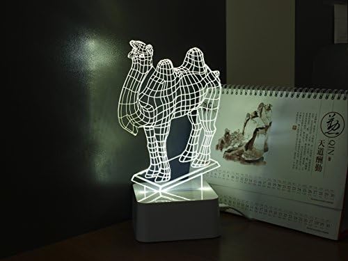 Hideeled 3d Illusion Table Lamp Light, Cool White Color Lighting with Various Design to Choose (Camel)