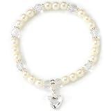 Charmed Heart Simulated Pearl and Crystal Stretch Bracelet
