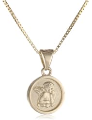 14k Yellow Gold Angel Pendant Necklace, 16"