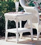 Wicker End Table-White