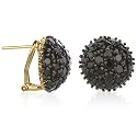 DOME CLUSTER BLACK CZ EARRING, CHELINE
