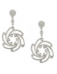 14K White Gold Diamond Dangle Earrings (0.80 Cttw, SI Clarity, F Color)