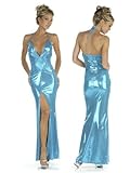 IMAGE OF Sexy Turquoise Metallic Halter Gown - LARGE