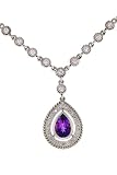 18k white gold and oval shaped Amethyst diamond necklace