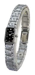 JAREL by Lucien Piccard Women's Silver-tone Bracelet Watch with Black Dial. Model: JL-9205W