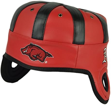 NCAA Arkansas Razorbacks Helmet Head Game Day Faux Leather Red Black Hat Cap