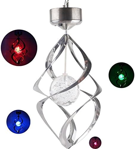Figurine Lights Solar Powered 7 Colors Changing Wind Chime Courtyard Hanging Moving Rotating LED Light