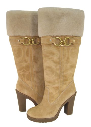Coach Luci Camel Signature Suede Tall Boots