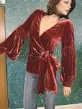$3745 New JOHN GALLIANO Sexy Red Velvet Poet Wrap Shirt / Top 40 / 6