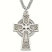 Sterling Silver 1 1/8" Engraved Trinity Celtic Cross Necklace on 18" Chain