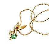 Disney ディズニー ティンカーベル ネックレス ゴールドカラー スワロフスキー ペリドット石