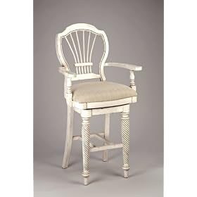 Wilshire Antique White Finish Swivel Counter Stool by visiondecor Furniture