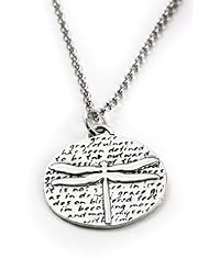 Kevin N Anna Studio Sterling Silver SMALL Pendant Necklace with Etched DRAGONFLY Celebrates GRACE