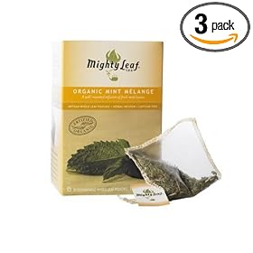 Mighty Leaf Organic Tea, Mint Melange, 15-Count Whole Leaf Pouches 1.32 Oz (Pack of 3)