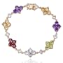 18k Yellow Gold Plated Sterling Silver Multi-Gemstone Flower Bracelet, 7.25"