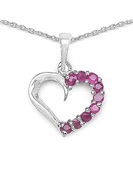 0.45 Carat Genuine Ruby Heart Shape 925 Sterling Silver Pendant