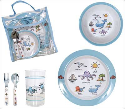 Baby Cie Ocean La Mer Seaside 5 piece lunch set with tray, beaker, fork, spoon and bowl
