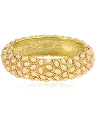 Kenneth Jay Lane Gold Cabochon Hinged Bangle Bracelet