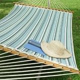 Castaway Hammocks QTARGSP Large Quilted Hammock, Blue Spa Stripe
