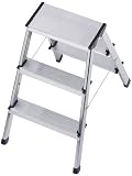 Produkt-Bild: Hailo 8643-001 Aluminium Sicherheits Doppelstufenleiter 2 x 3 Aluminiumstufen
