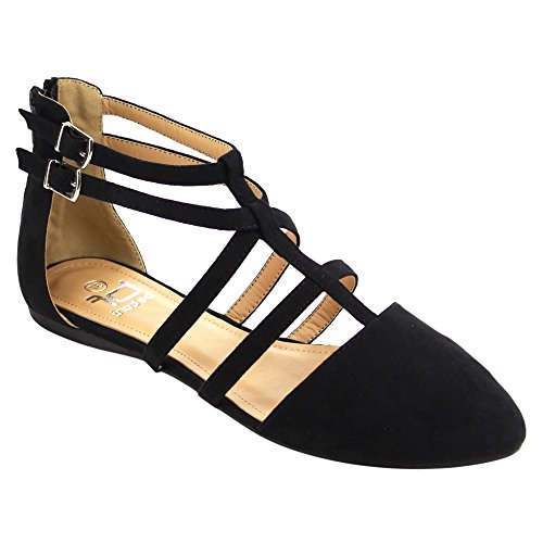 Betani FC42 Women's Ankle Strap Ballerina Ballet Flats