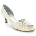 Ladies Mid Heel Satin Diamante Peeptoe Court Shoes