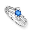 3 Diamond Anniversary Ring 1/4 ct. in 14K White Gold with Blue Center Diamond