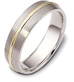 6mm Titanium & 18 Karat Yellow Gold Wedding Band Ring