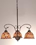 Meyda Tiffany 74045 3-Light Chandelier, Mahogany Bronze Finish with Amber/Burgundy