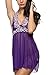 Avidlove Women Exotic Lingerie Lace Babydoll Set Halter Chemises Lingerie Purple Medium