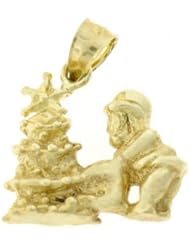 Dazzlers Solid 14k Gold 3D Santa Clause And Christmas Tree Charm Pendant Available in three colors from jewelsberry (weights: 5.7 grams only)