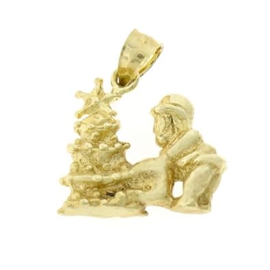 Cheap Girls Jewelry Dazzlers Solid 14k Gold 3D Santa Clause And Christmas Tree Charm Pendant Available in three colors from jewelsberry (weights: 5.7 grams only) For Sale