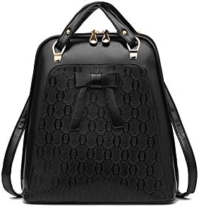 Ms. shoulder backpack shoulder bag Korean version of the influx women bag dual College Wind pu leather bag(Black color)