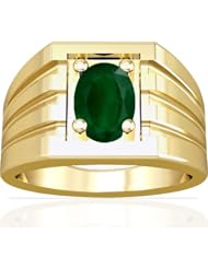 14K Yellow Gold Oval Cut Emerald Solitaire Ring