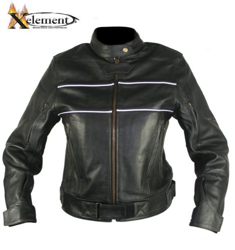 Classic Ladies X-Force Black Racer Motorcycle Jacket - Size : Medium