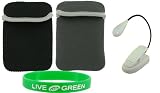 Non-OEM Amazon Kindle 2 Neoprene Sleeve Case with Clip-On Reading Light - Reversible Black Grey