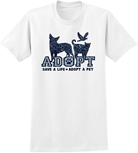 Adopt a Pet Novelty T Shirt>Medium White