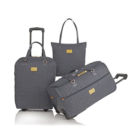 Joy’s TravelEase Quilted Couture Lightweight 3-piece Luxe Luggage Set – Platinum Gray