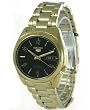 Seiko Mens Gold-tone Automatic Watch with a Black Dial. Model SNKA48