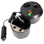 Pyle PL12AT3C Plug In Car 1 TO 3 Cigarette Lighter Multiplier Ashtray Combo