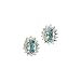 14K Yellow Gold 0.04 ct. Diamond and 6 x 4 MM Oval Shaped Blue Topaz Earrings
