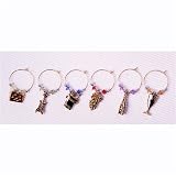 Prodyne Pewter Wine Glass Charms, Wine & Cheese -Gold (W-6-W)