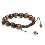 Genuine Tiger Eye 10mm Bead Ball Buddhist Shamballa Men Unisex Macrame Bracelet
