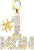 14k Gold Diamond #1 Mom Charm (1/10 cttw)