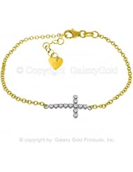 Diamond Accent Cross Bracelet in 14k Yellow Gold