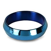 Beveled Blue Stainless Steel Mens Ring